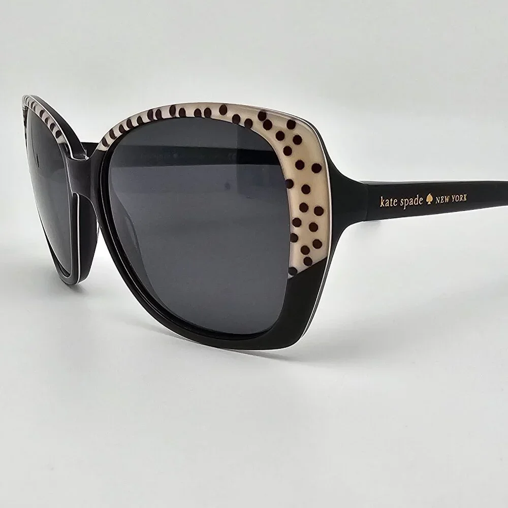 kate spade Black Sunglasses with Cream Polka-Dot Trim